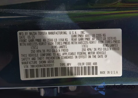 2025 Mazda Cx-50 2.5 S Preferred Package z USA, uszkodzony, nr VIN 7MMVABBM4SN368007